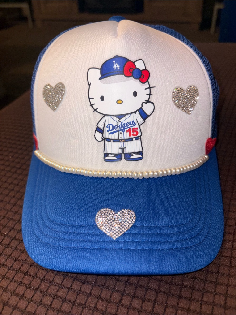 Hat with Hello Kitty Dodgers design, brand new, newly made.